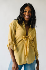 The Keating Tie Front Cover-Up in Mustard Stripe