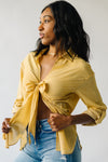 The Keating Tie Front Cover-Up in Mustard Stripe