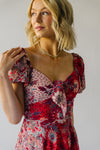 The Gracie Tie Detail Floral Midi Dress in Red