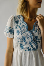 The Gosnell Scalloped Detail Dress in Ivory + Denim