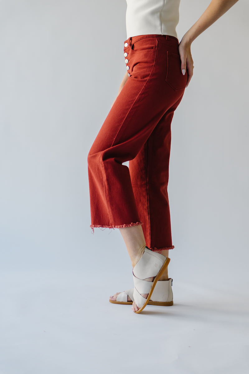 The Brick Red High Waisted Pleated Flare Pants