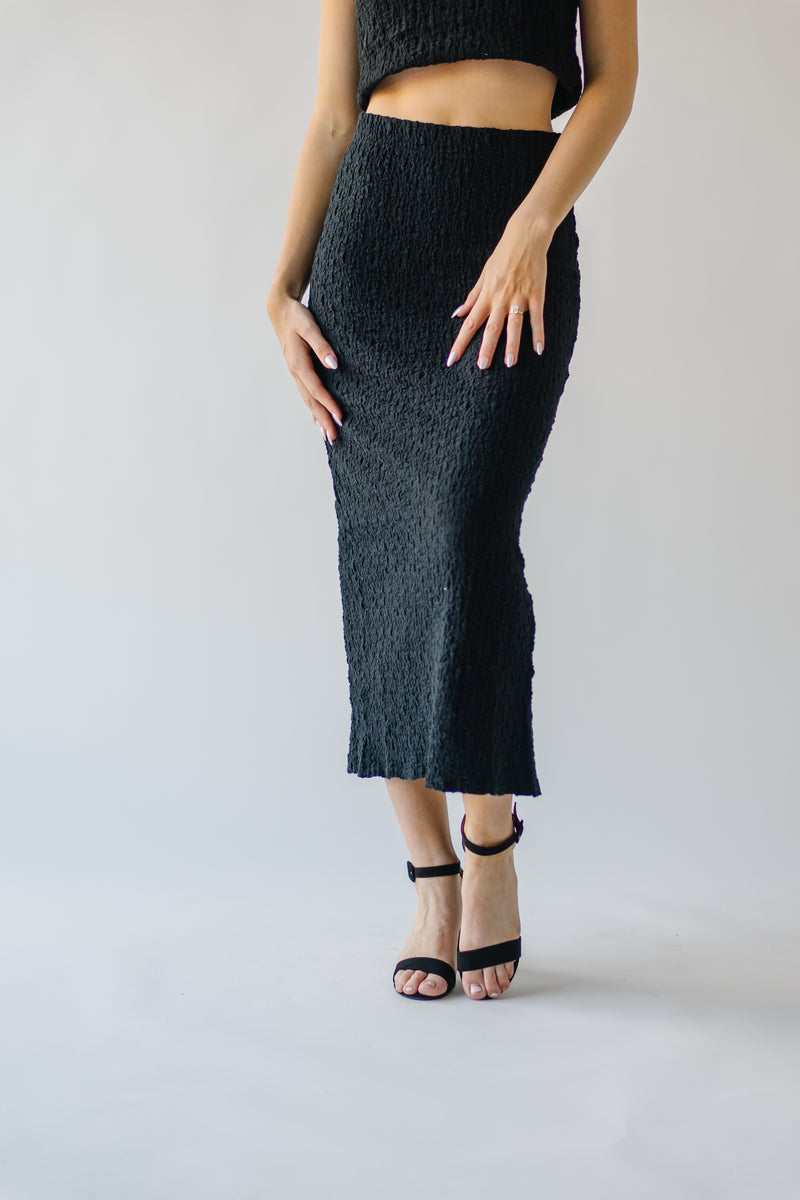 The Manford Textured Maxi Skirt in Black