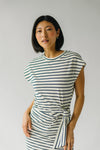 The Servaia Knot Detail Midi Dress in White + Navy Stripe