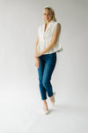 The Lyndie Collared Denim Blouse in White