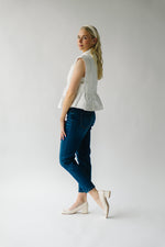 The Lyndie Collared Denim Blouse in White