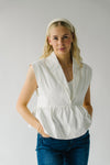 The Lyndie Collared Denim Blouse in White