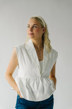 The Lyndie Collared Denim Blouse in White