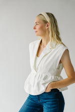 The Lyndie Collared Denim Blouse in White