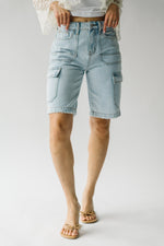 The Burna High Rise Cargo Short in Light Blue