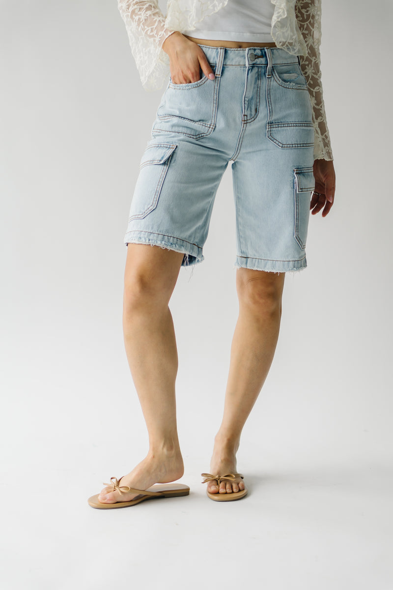 The Burna High Rise Cargo Short in Light Blue