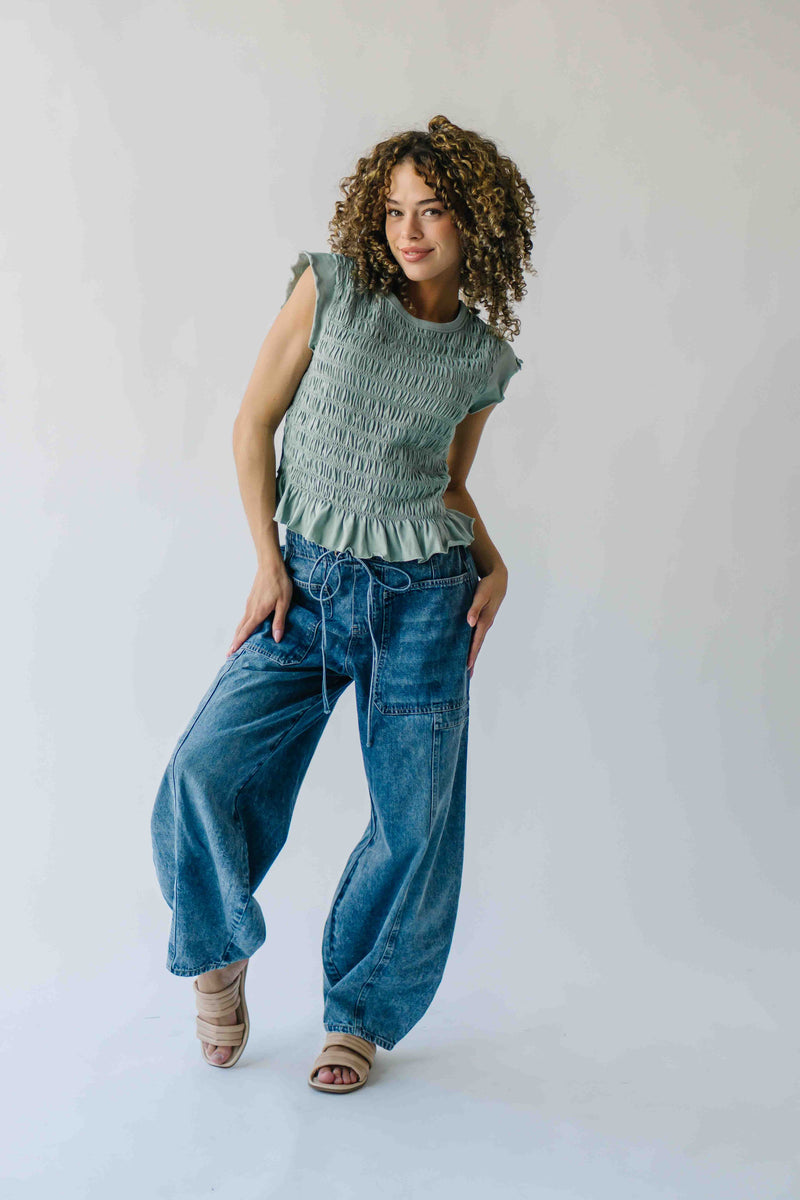 The Astrup Gathered Detail Blouse in Sage
