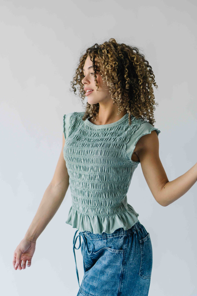 The Astrup Gathered Detail Blouse in Sage