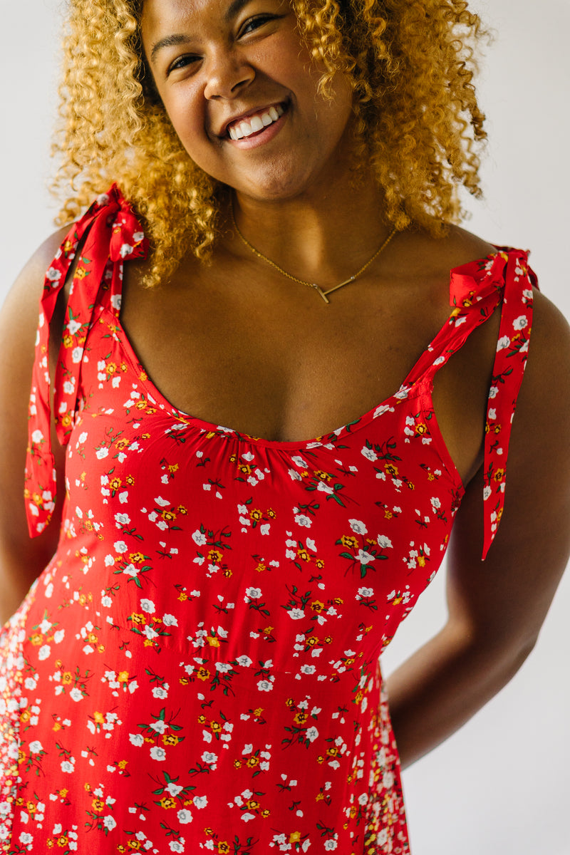 The Yelitza Floral Maxi Tank Dress in Red
