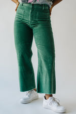 The Caraway Corduroy Cropped Pant in Kelly Green