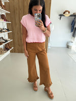 The Layna Ruffle Hem Pant in Mocha