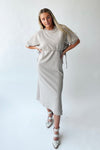 The Andra Tie Detail Midi Dress in Taupe