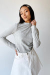 The Leah Mock Neck Blouse in Heather Grey
