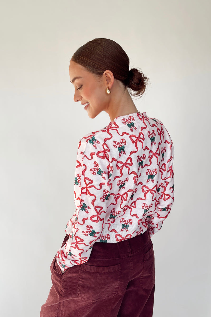 The Spangler Candy Cane Sweater in Ivory