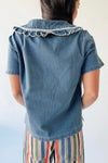 The Marasol Ruffle Collared Blouse in Denim