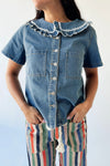 The Marasol Ruffle Collared Blouse in Denim