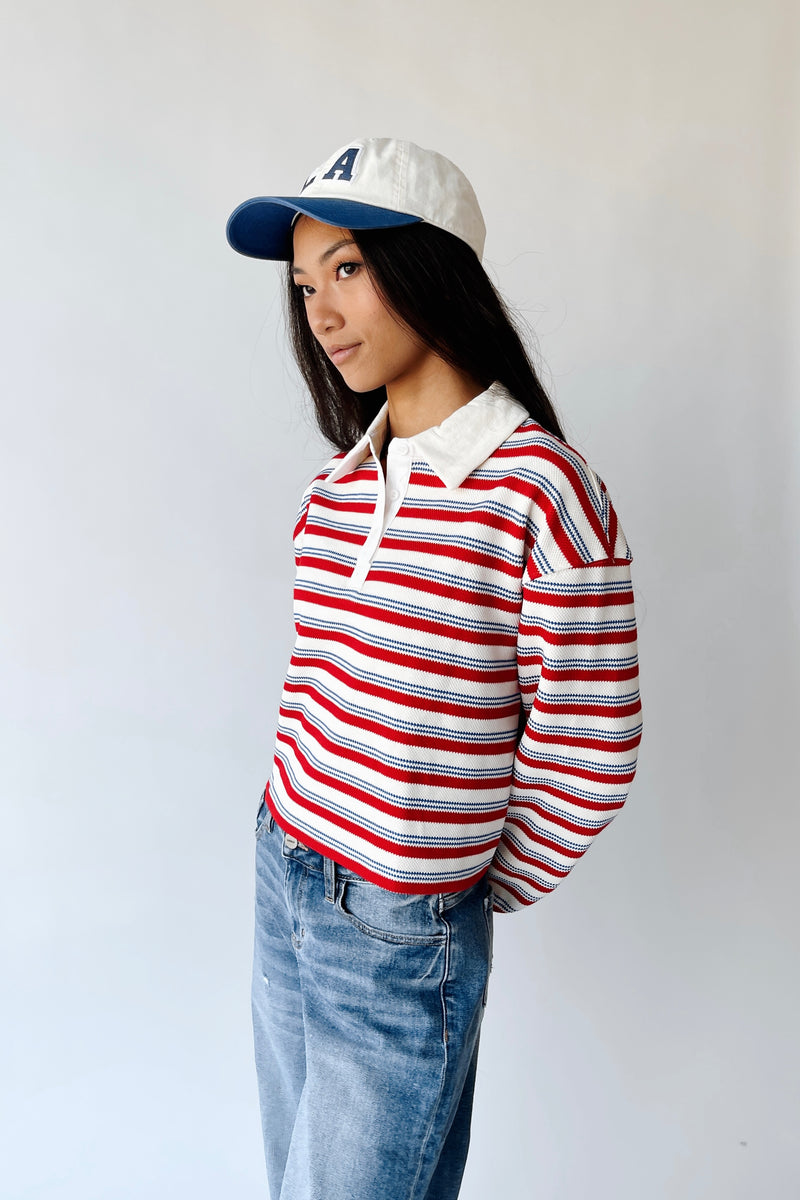 The Garrett Rugby Tee in Red Stripe