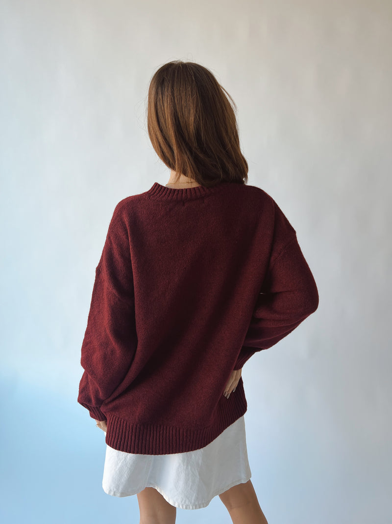 The Theodore Bear Sweater in Burgundy