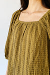 The Elsie Textured Blouse in Dark Olive
