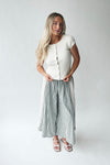 The Lyra Ribbed Button-Up Blouse in Ivory