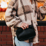 The Woven Willow Camera Crossbody Bag in Black