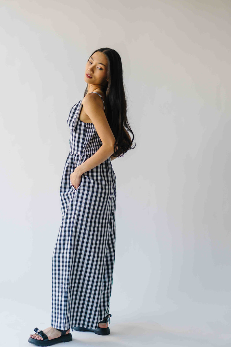 The Zierden Gingham Tank Jumpsuit in Black