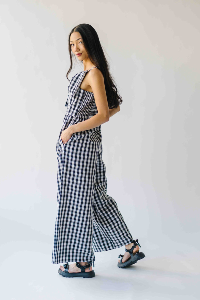 The Zierden Gingham Tank Jumpsuit in Black