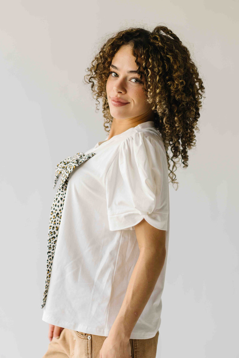 The Suzanne Bow Accent Tee in White