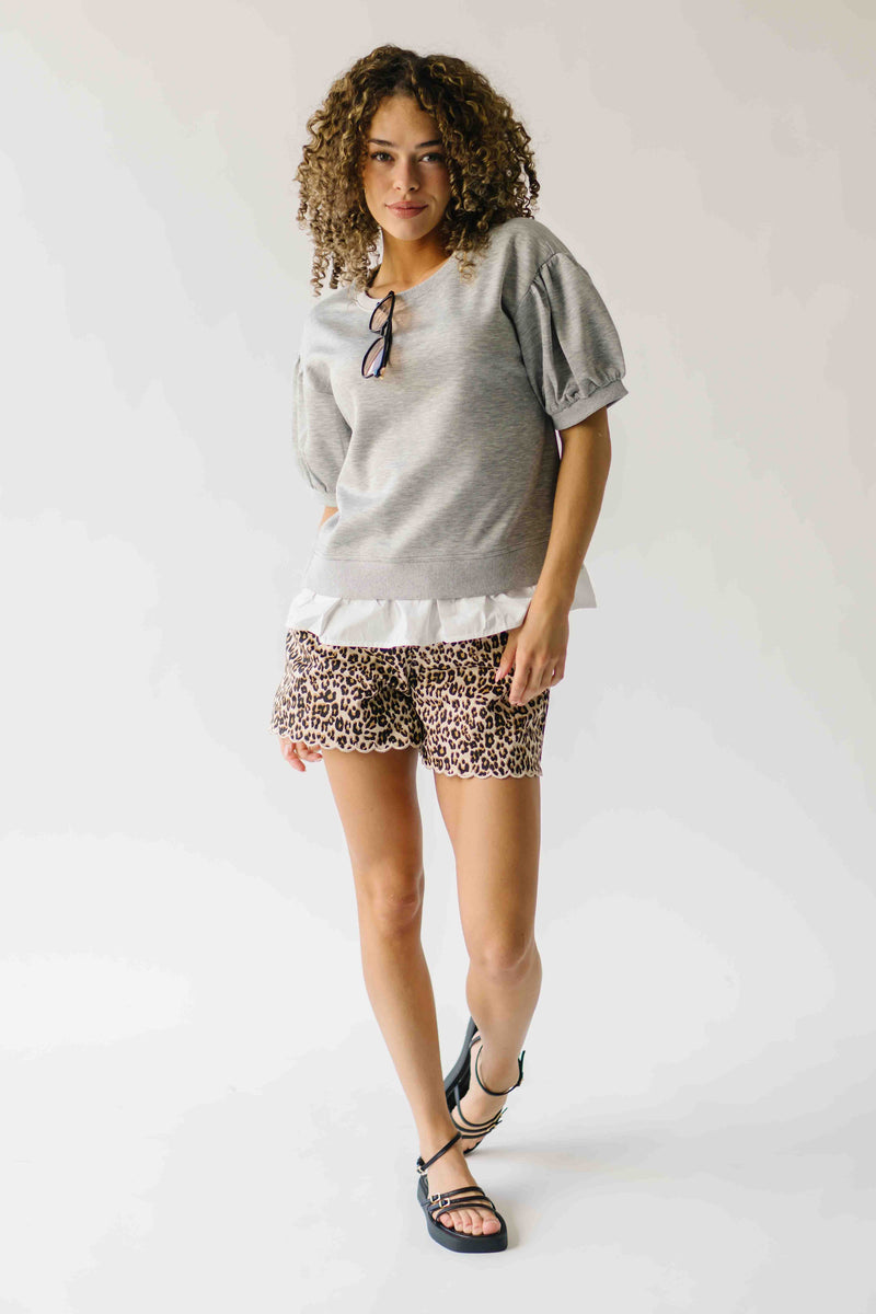 The Ingram Ruffle Hem Pullover in Heather Grey