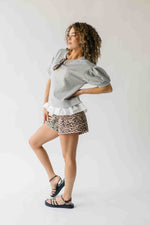 The Ingram Ruffle Hem Pullover in Heather Grey