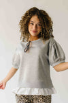 The Ingram Ruffle Hem Pullover in Heather Grey