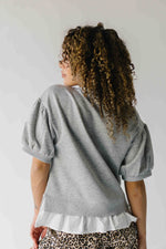 The Ingram Ruffle Hem Pullover in Heather Grey