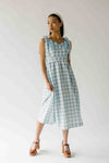The Divya Tank Checkered Midi Dress in Baby Blue