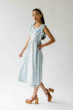 The Divya Tank Checkered Midi Dress in Baby Blue
