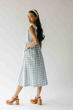 The Divya Tank Checkered Midi Dress in Baby Blue