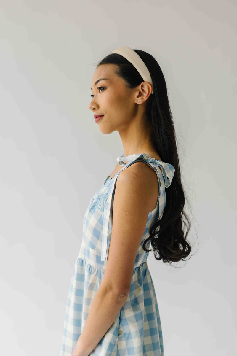 The Divya Tank Checkered Midi Dress in Baby Blue