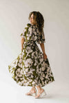 The Romano Piped Detail Floral Maxi Dress in Olive