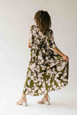 The Romano Piped Detail Floral Maxi Dress in Olive