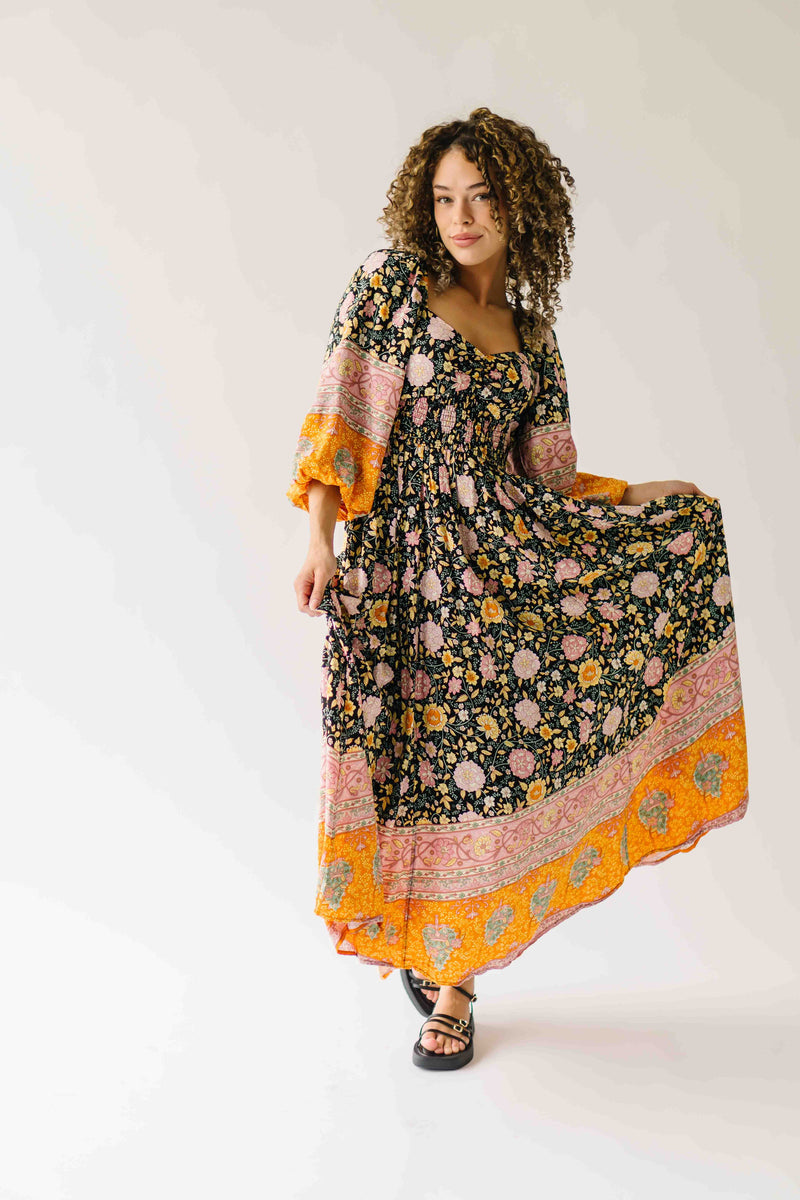 The Irby Patterned Maxi Dress in Black Floral