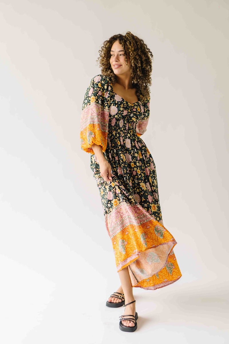 The Irby Patterned Maxi Dress in Black Floral