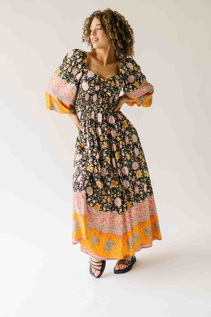The Irby Patterned Maxi Dress in Black Floral