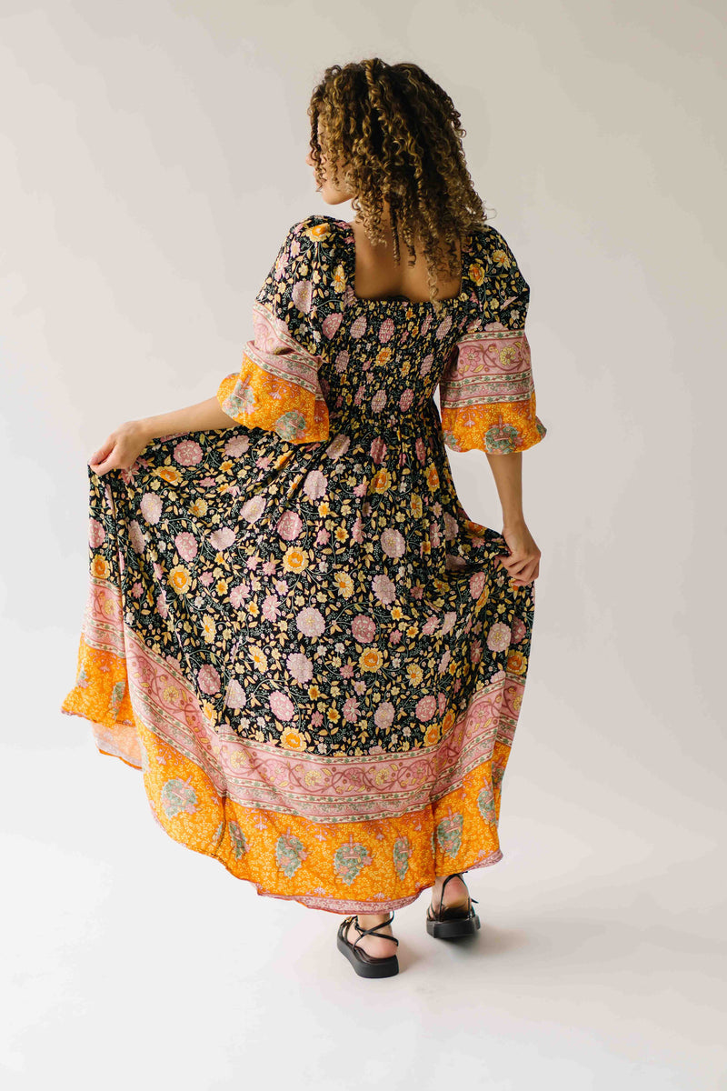 The Irby Patterned Maxi Dress in Black Floral