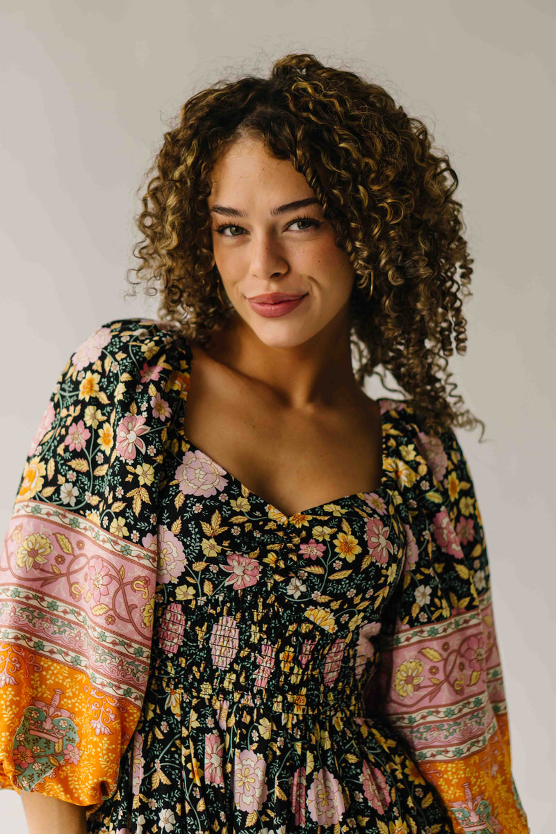 The Irby Patterned Maxi Dress in Black Floral