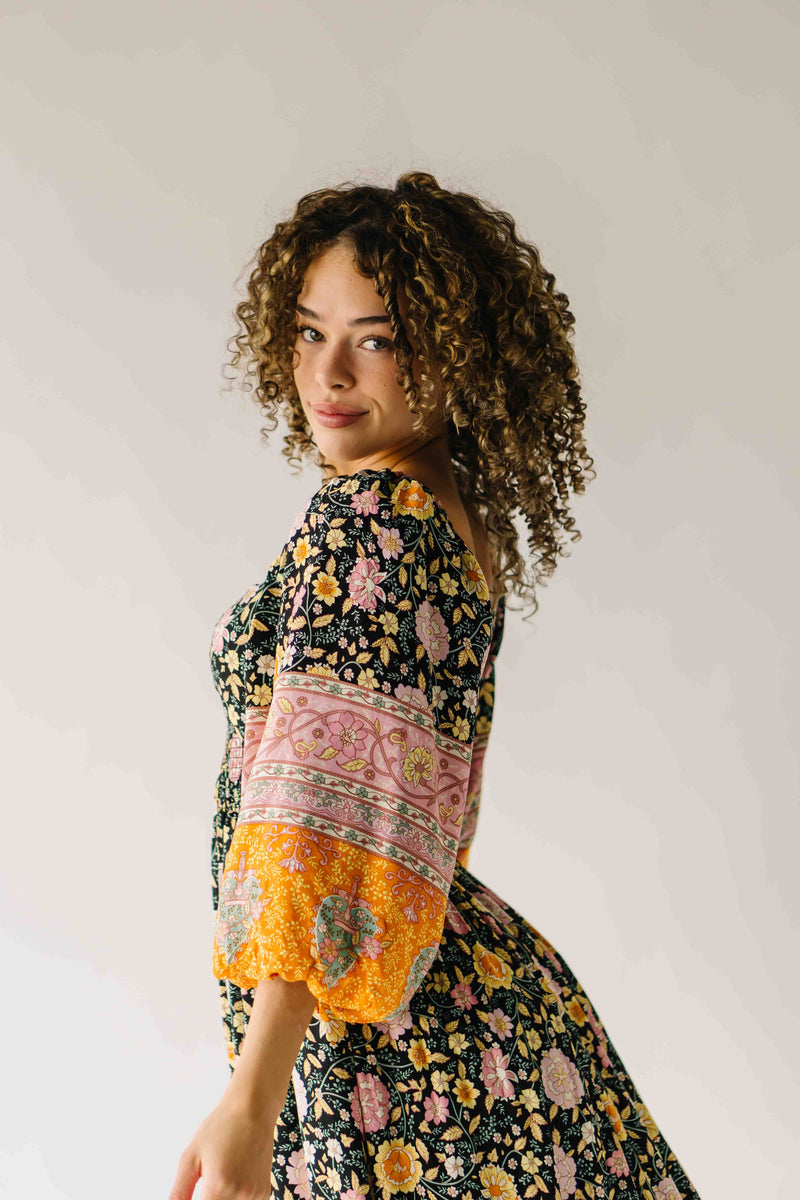 The Irby Patterned Maxi Dress in Black Floral