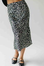 The Hawes Satin Midi Skirt in Snow Leopard