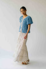 The Lassiter Bubble Textured Blouse in Denim Blue
